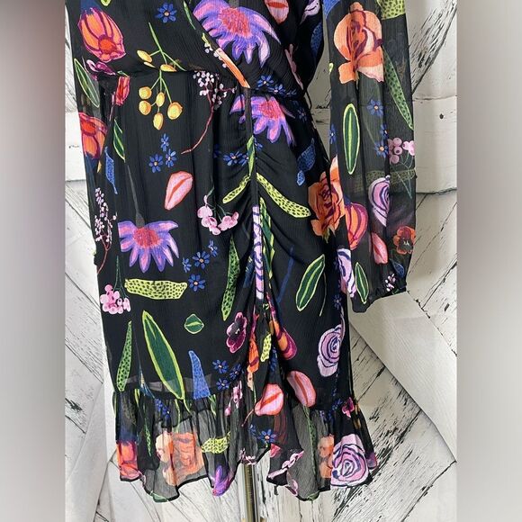 Baum Und Pferdgarten Dress Wrap-Effect Floral Print Georgette Mini Size 34 - Picture 7 of 13